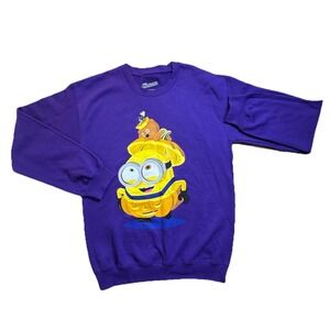 Minion Jack-O-Lantern Purple Sweatshirt Wmns S Halloween Pumpkin BRAND NEW Cute!